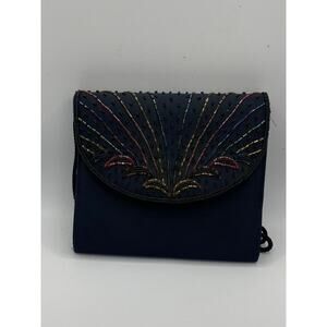 UNBRANDED Women’s Black-Multi Beaded Embellished Vintage Square Clutch Bag SZ OS